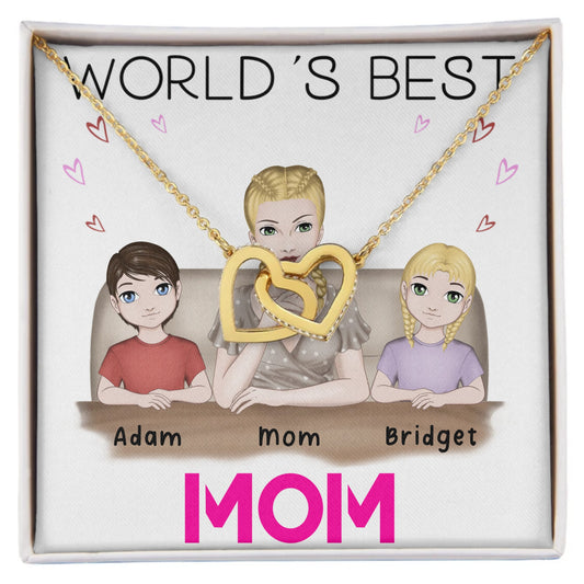 World's Best Mom Interlocking Hearts Necklace