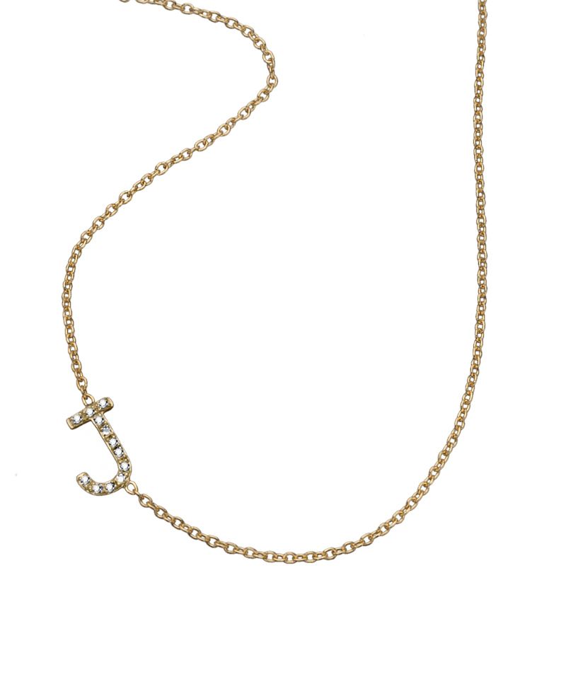 Pave Asymmetrical Initial Necklace