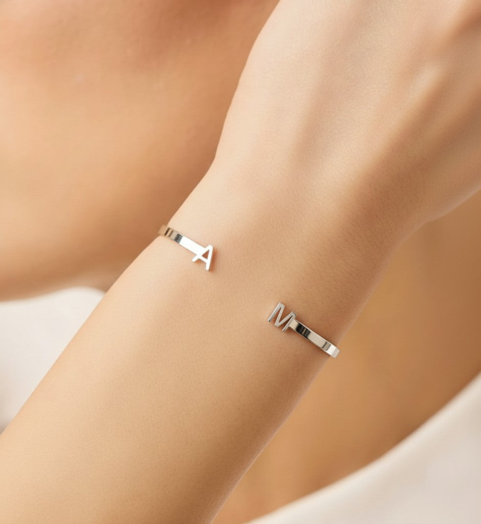 Double Initial Cuff Bracelet