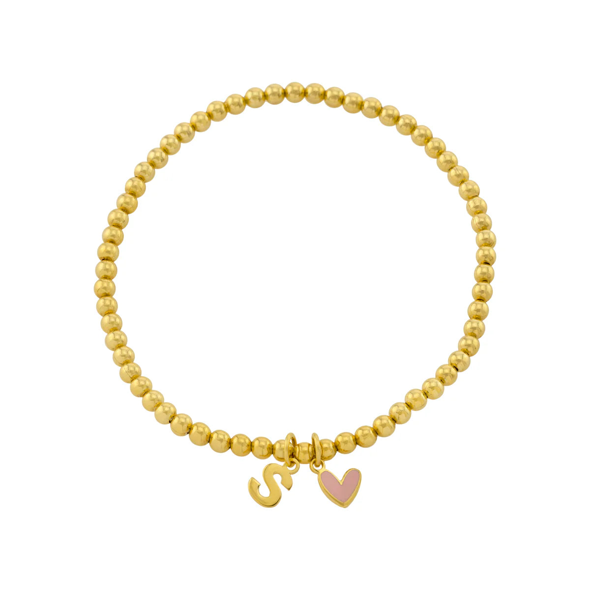 Beaded Enamel Heart and Initial Bracelet