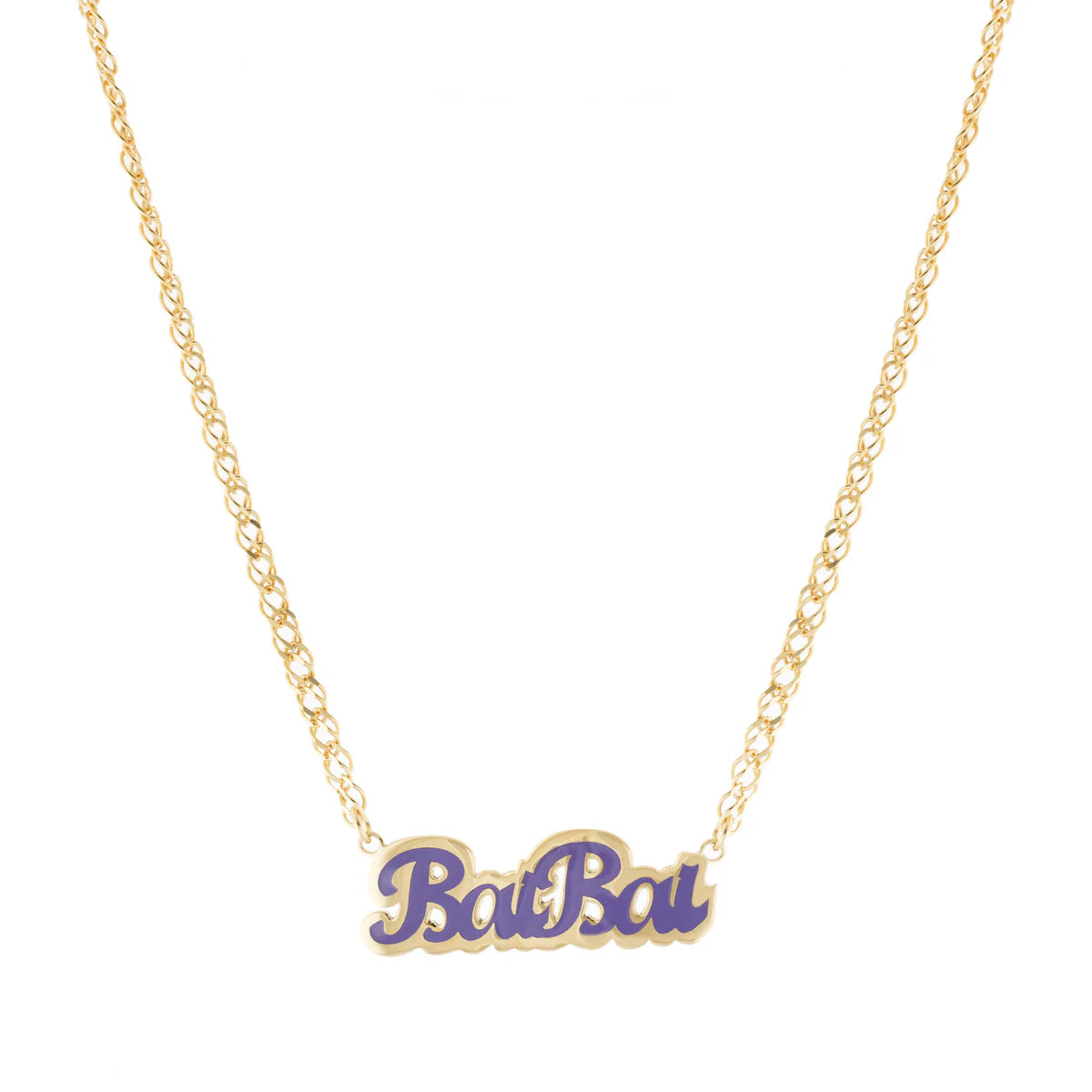 Enamel Script Nameplate Necklace