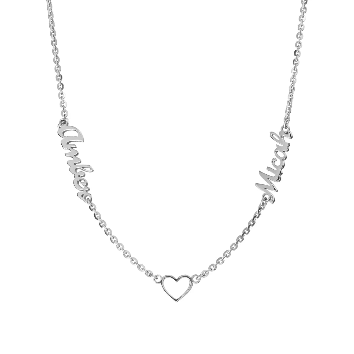 Two Names with Open Heart Necklace