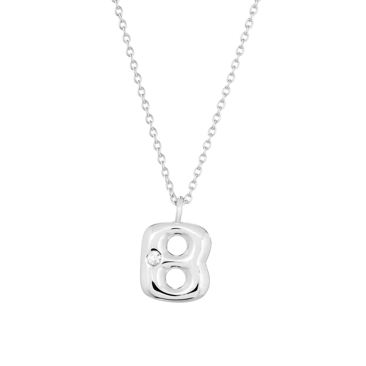 Bubble Initial Pendant Necklace with Stone