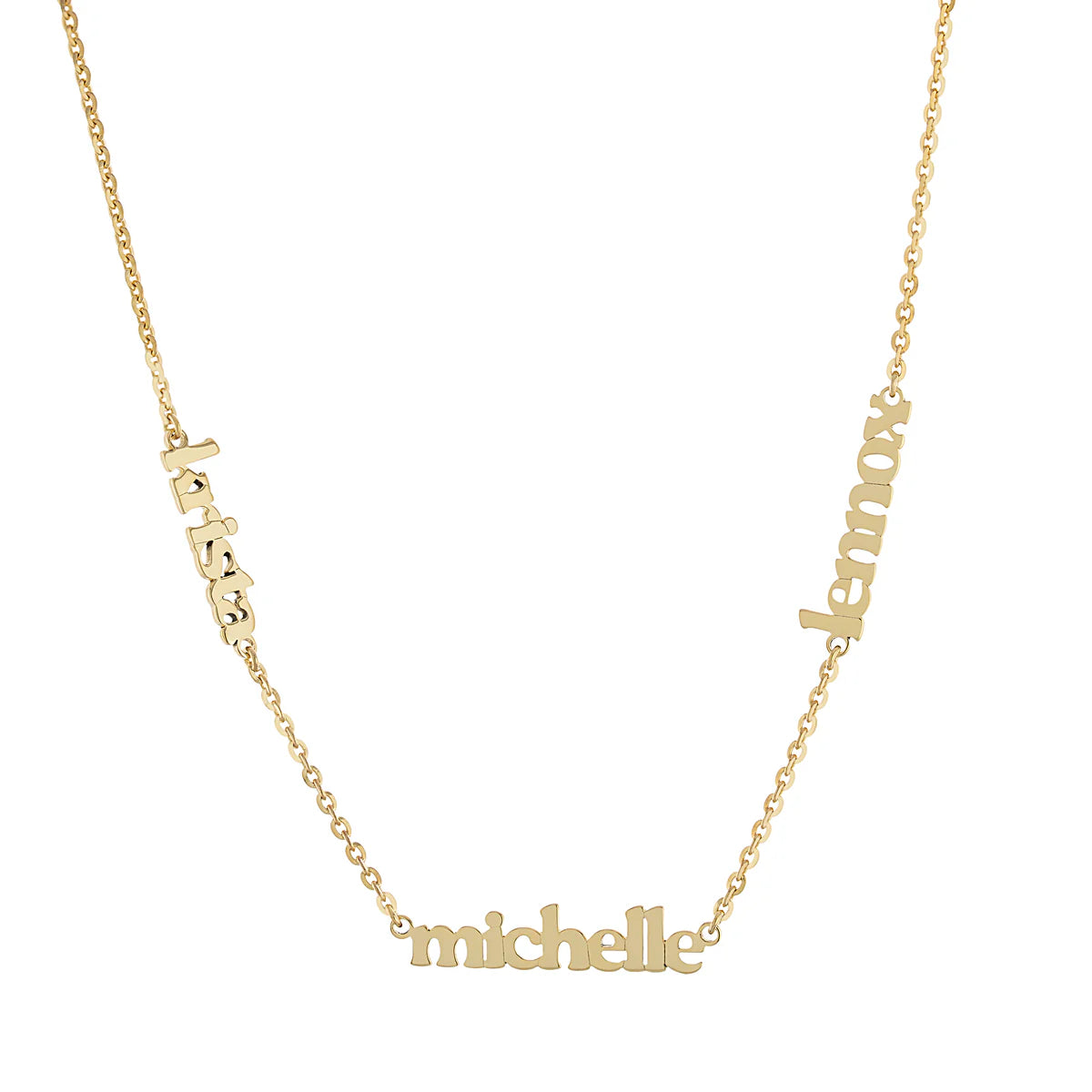 Three Name Lowercase Font Necklace