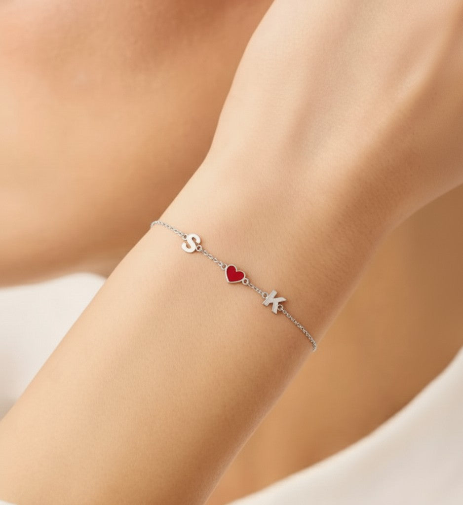 Two Initial Heart Bracelet
