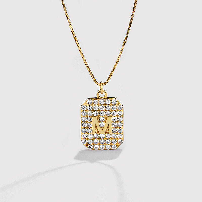 Pave Initial Tag Necklace