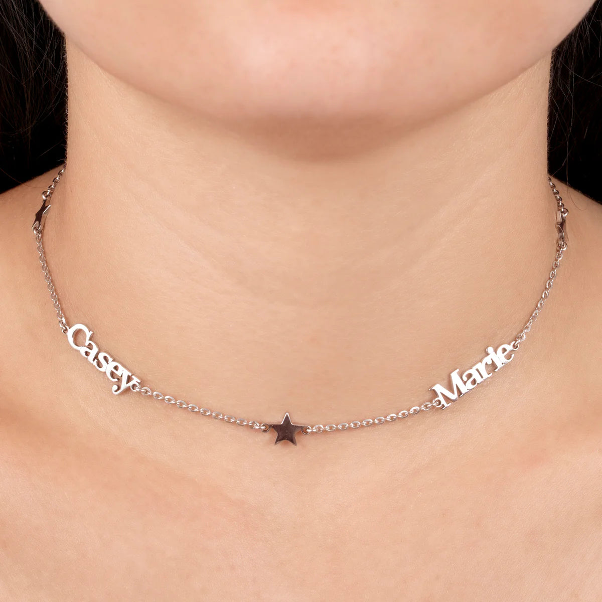 Double Name and Stars Necklace