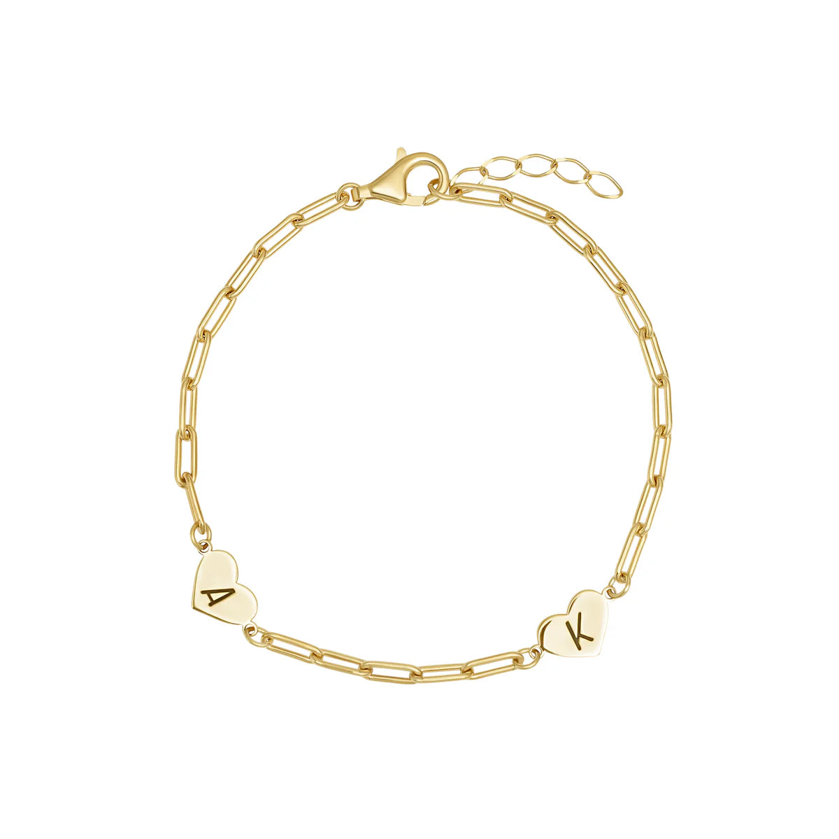 Double Heart Initial Bracelet