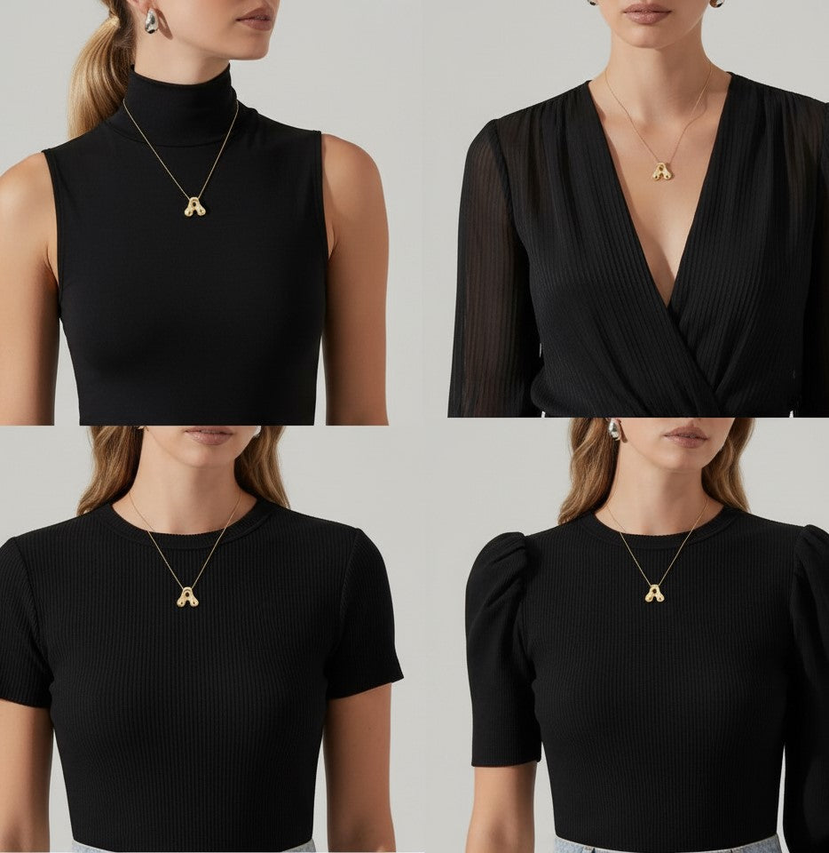 Bubble Initial Pendant Necklace