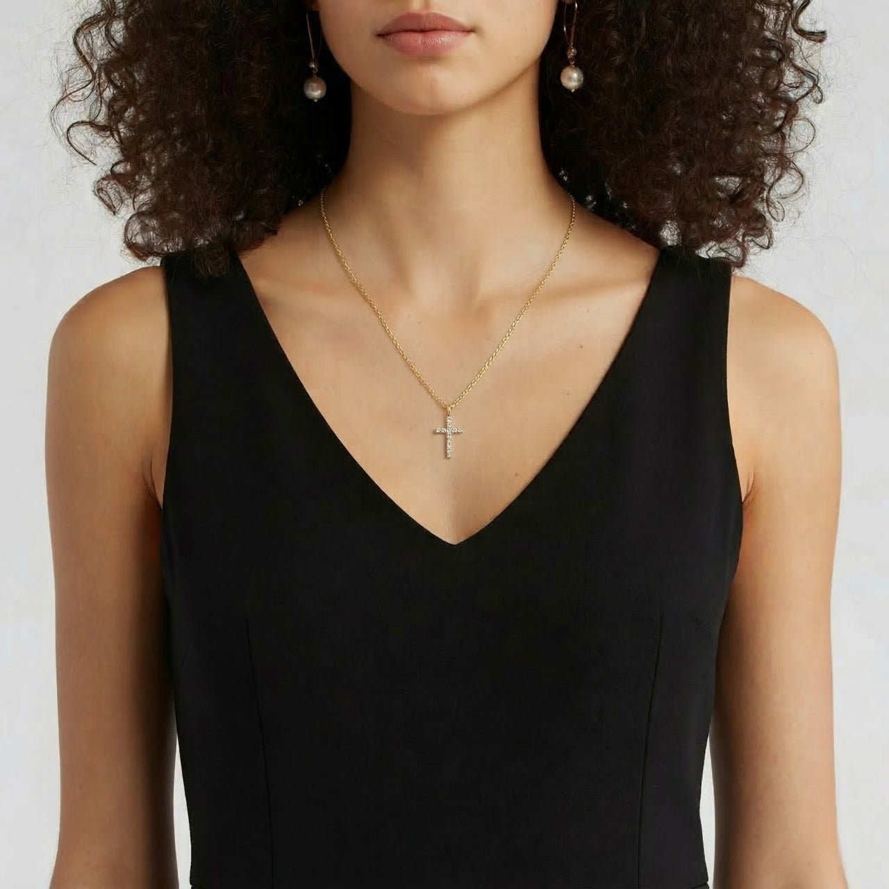 Diamond and Gold Cross Necklace