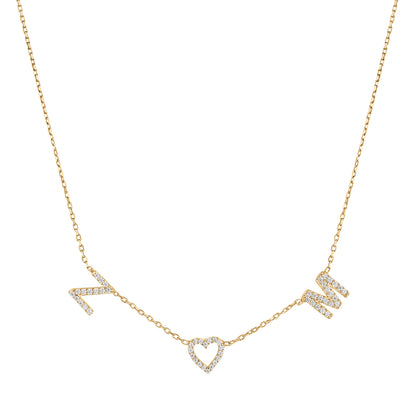 Pave Initial Heart Necklace