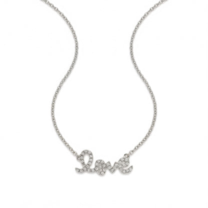 Gold and Diamond Love Script Necklace