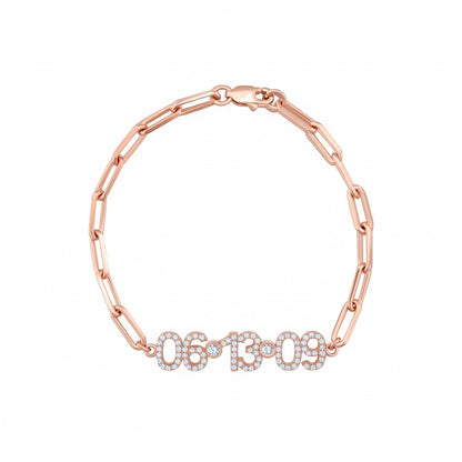 Paper Clip Date Personalized Bracelet in Rose Gold