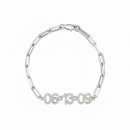 Paper Clip Date Personalized Bracelet in Sterling Silver