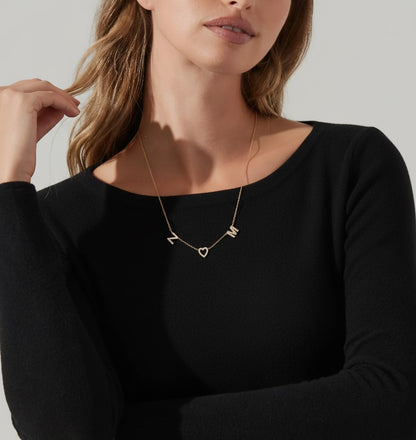 Pave Initial Heart Necklace