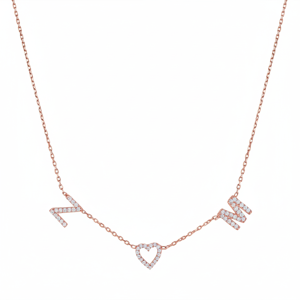 Pave Initial Heart Necklace