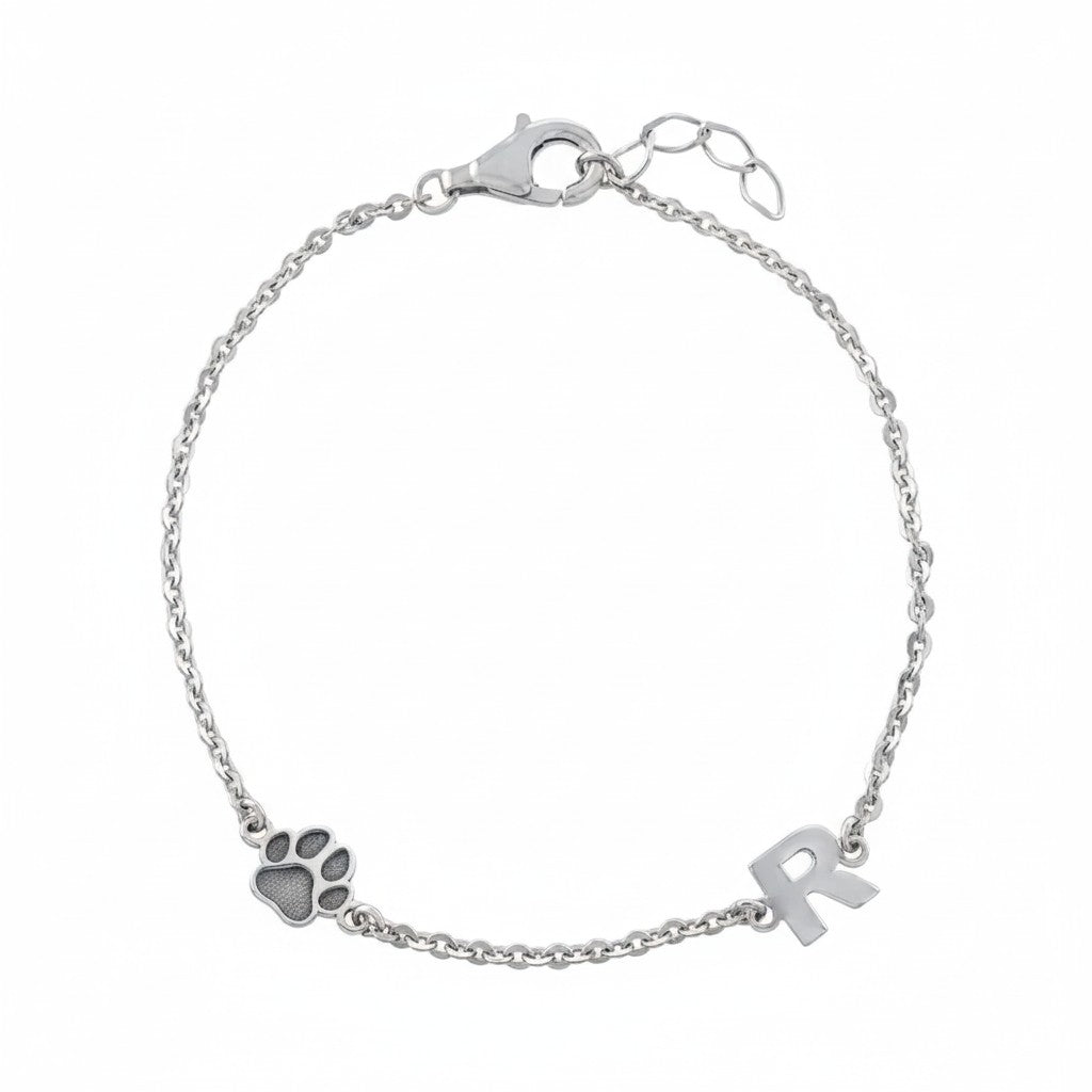Paw and Initial Bracelet