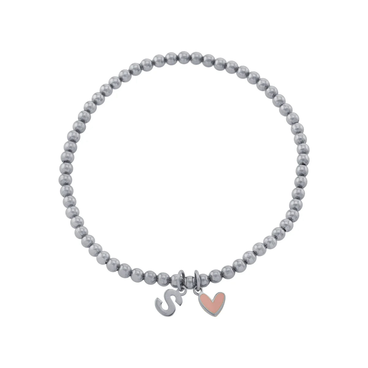 Beaded Enamel Heart and Initial Bracelet