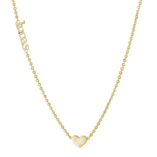 Lowercase Name and Heart Pendant Necklace