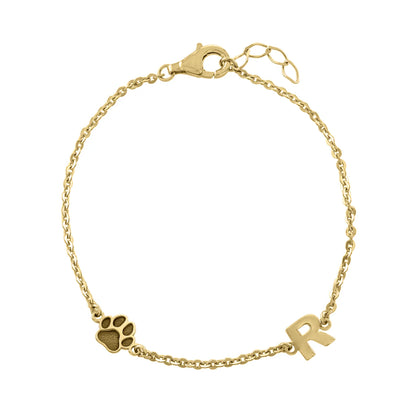 Paw and Initial Bracelet