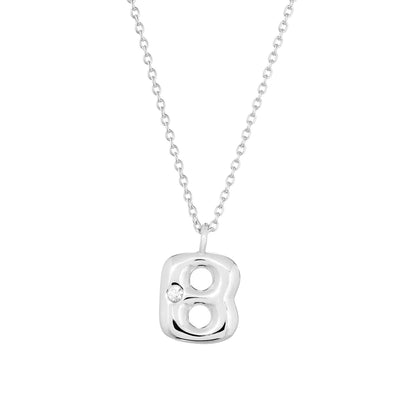 Bubble Initial Pendant Necklace with Stone