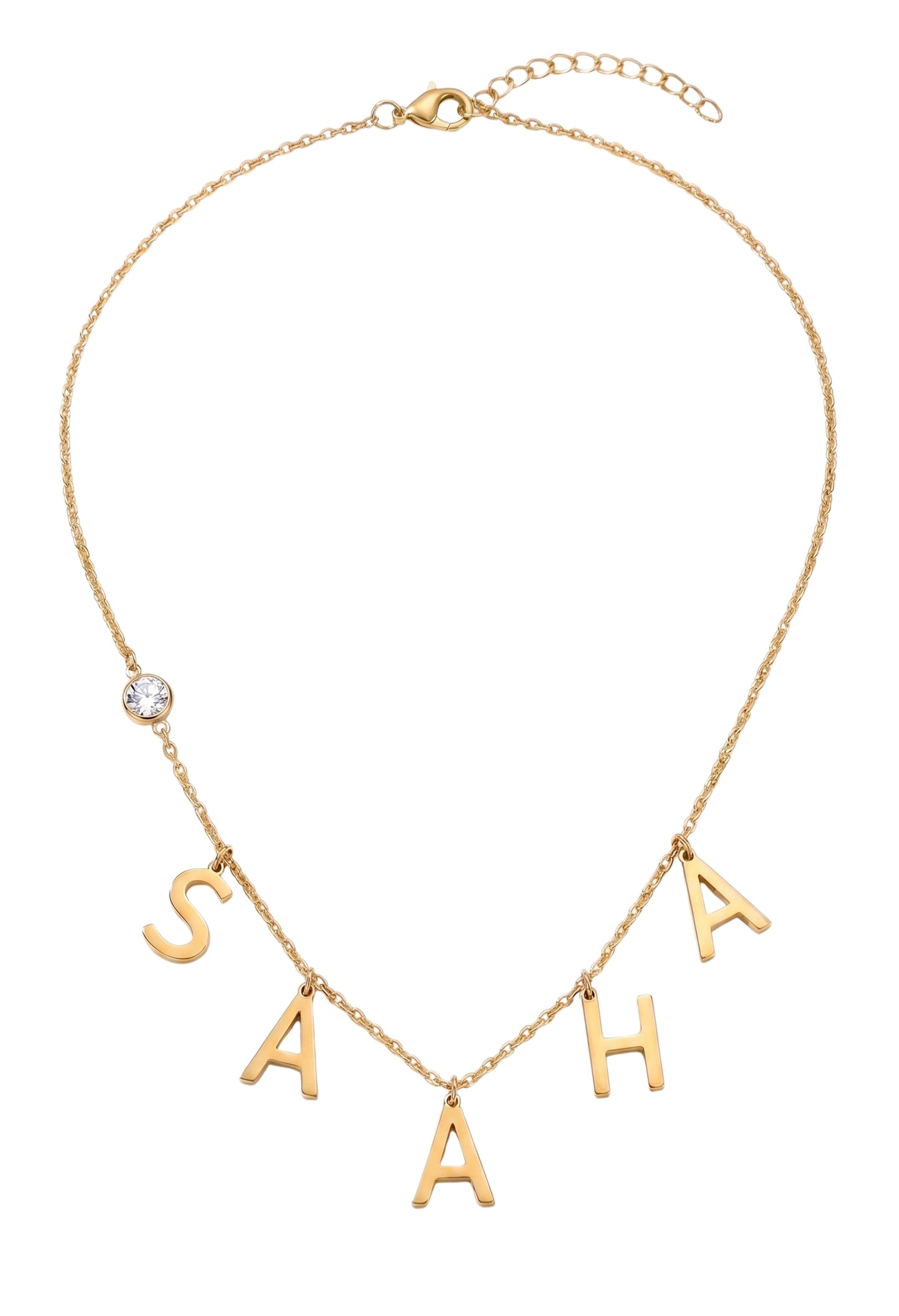 Initials and Stone Pendant Necklace