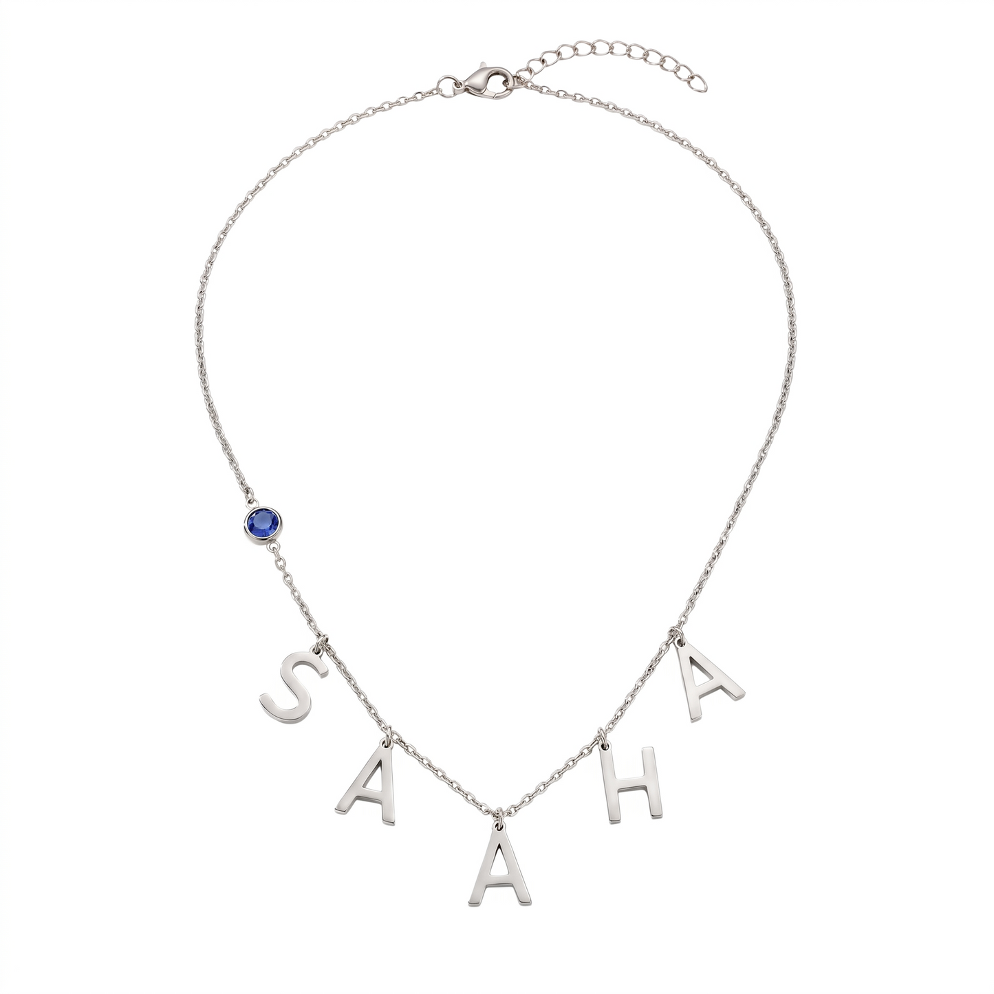 Initials and Stone Pendant Necklace