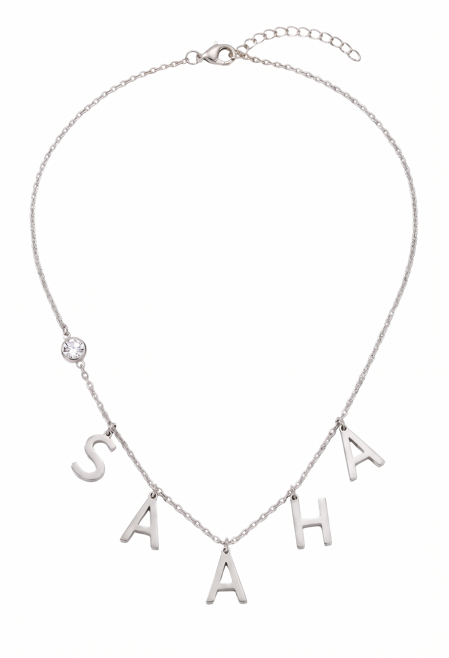 Initials and Stone Pendant Necklace