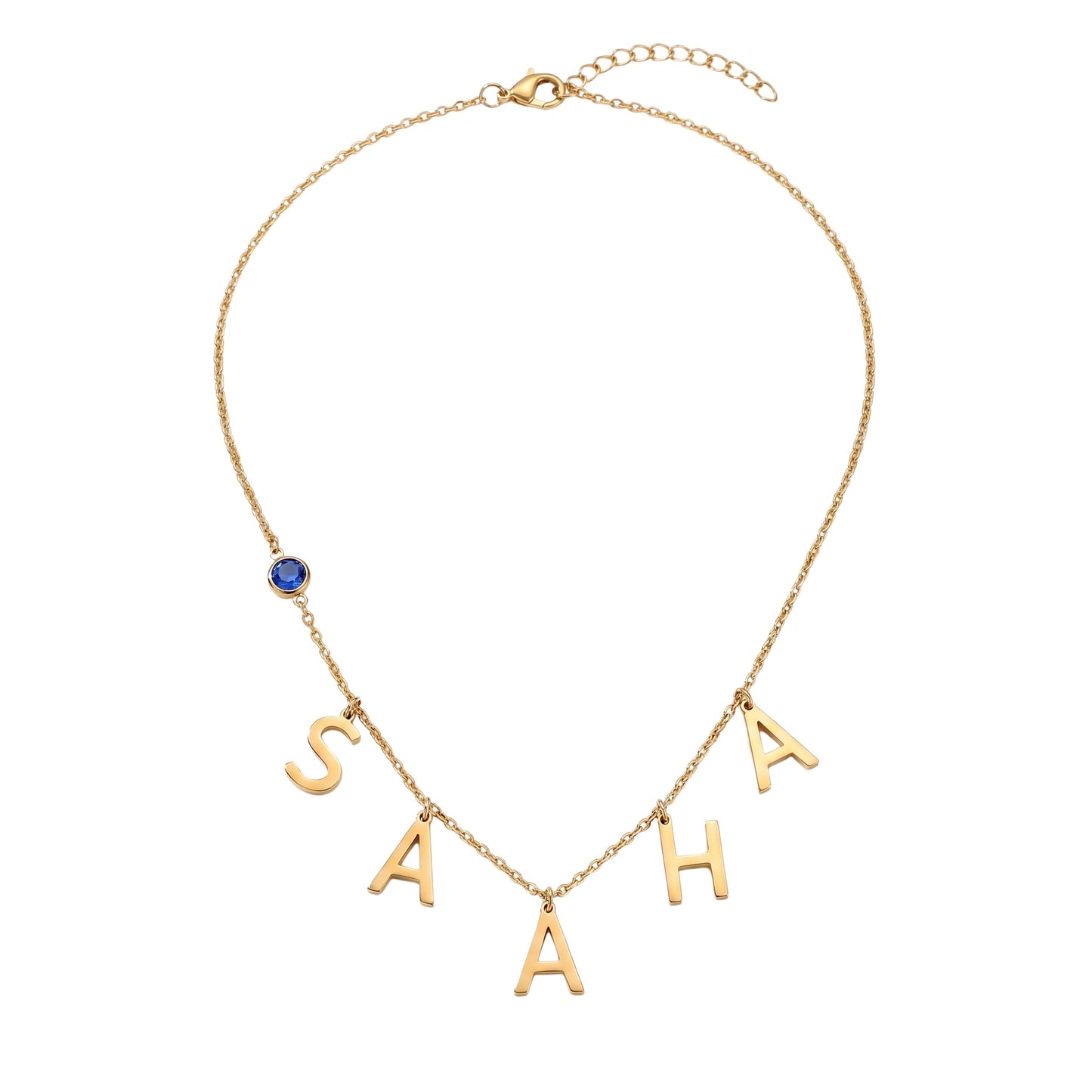 Initials and Stone Pendant Necklace