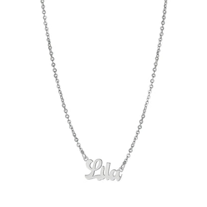 Bubble Script Nameplate Necklace