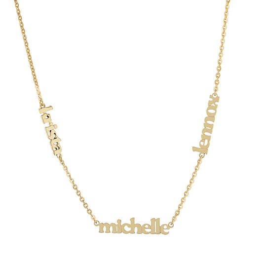 Three Name Lowercase Font Necklace