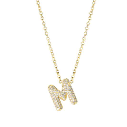 Small Pave Crystal Initial Pendant Necklace