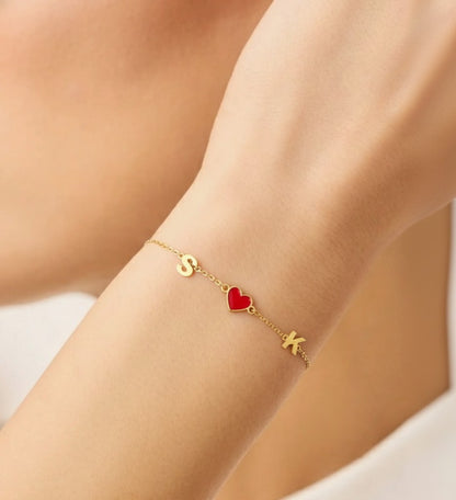 Two Initial Heart Bracelet