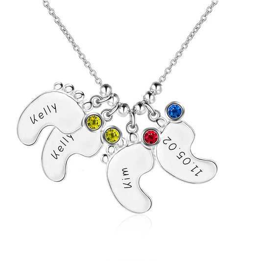 Baby Foot Birthstone Necklace