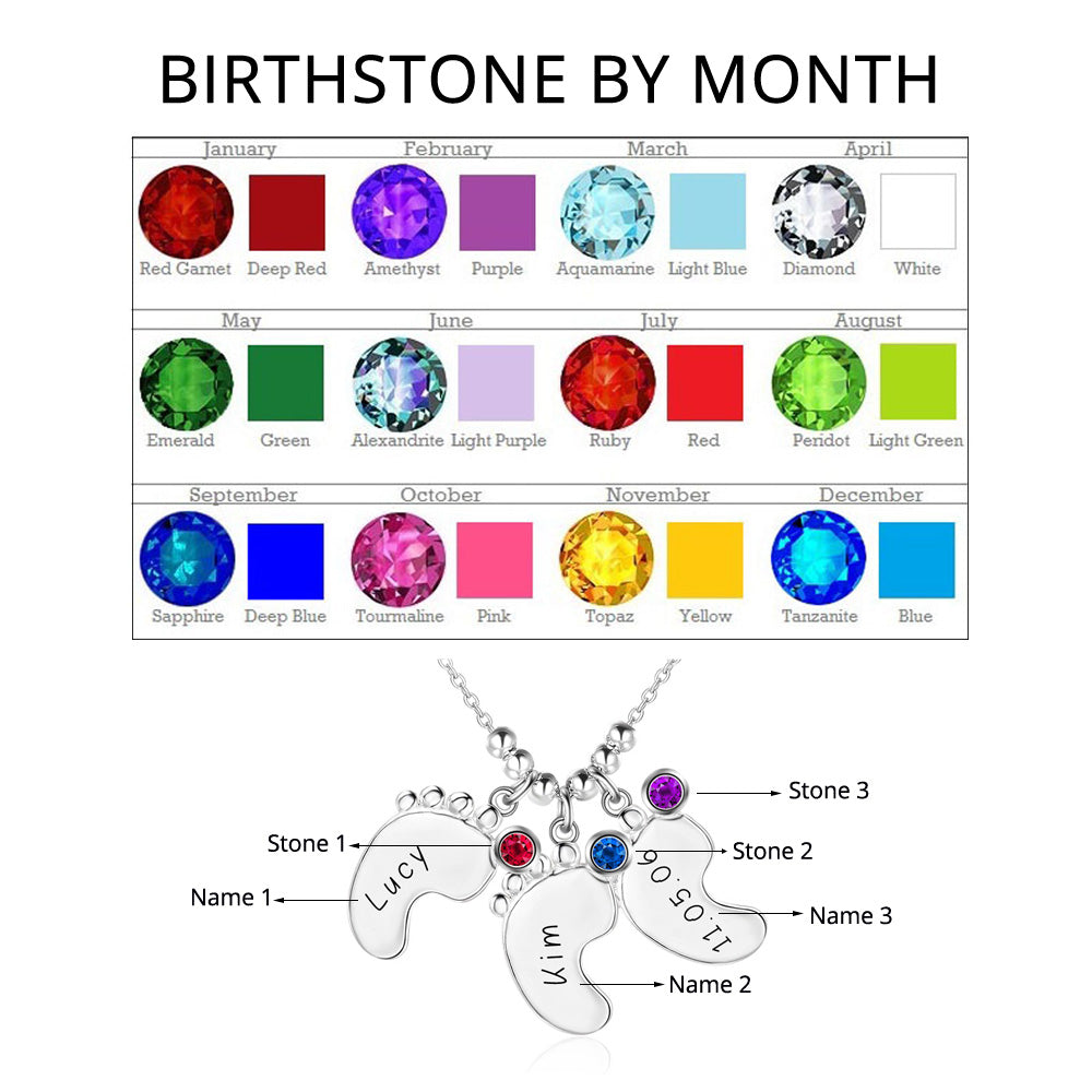 Baby Foot Birthstone Necklace