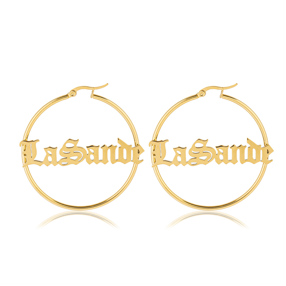 Gothic Hoop Name Earrings