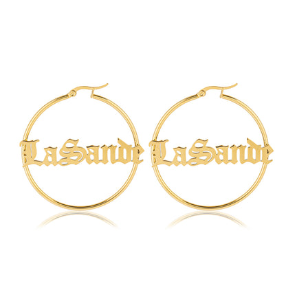 Gothic Hoop Name Earrings