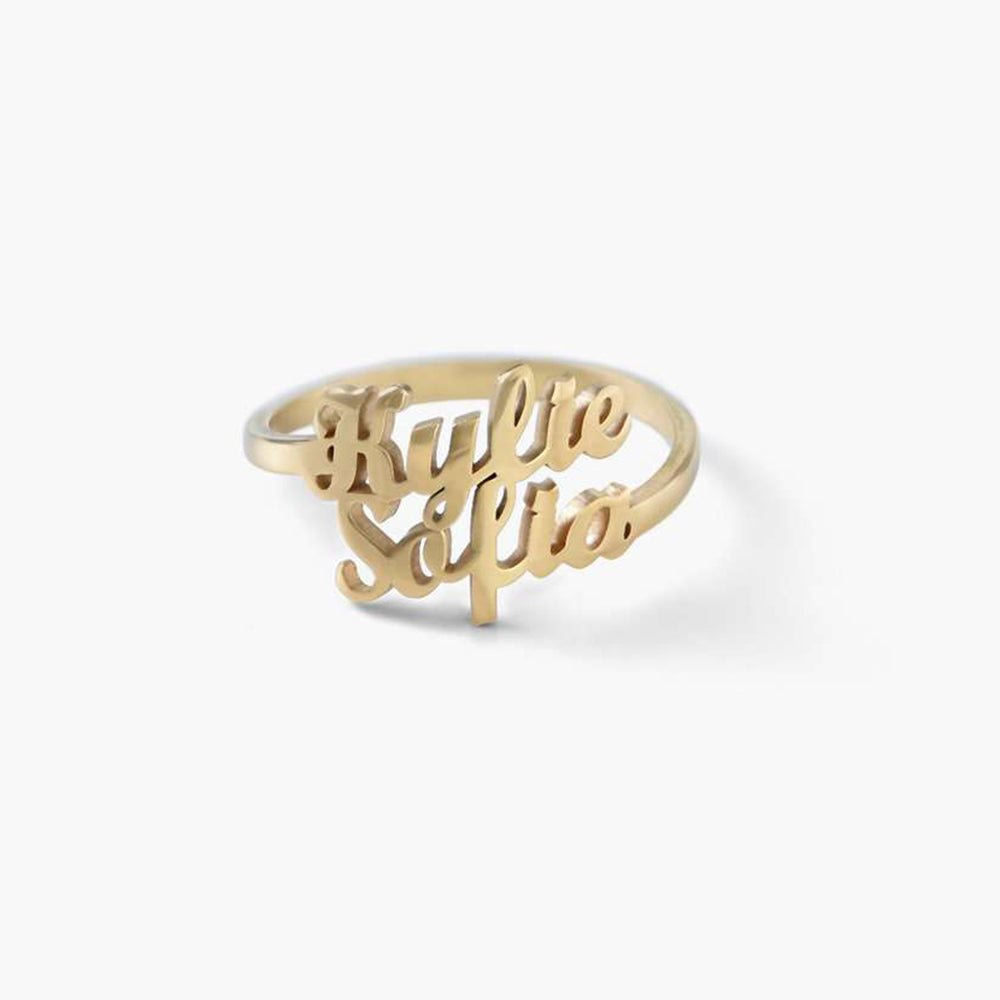 Double Name Script Ring