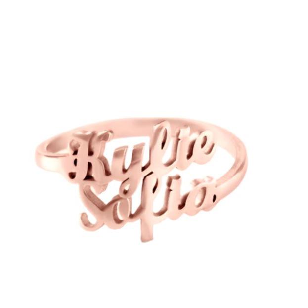 Double Name Script Ring