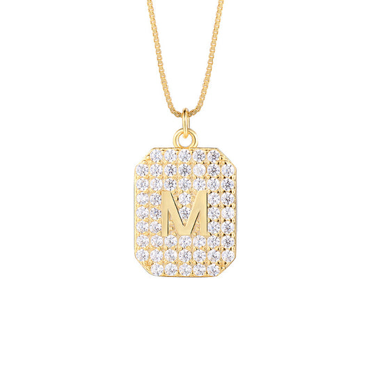 Pave Initial Tag Necklace
