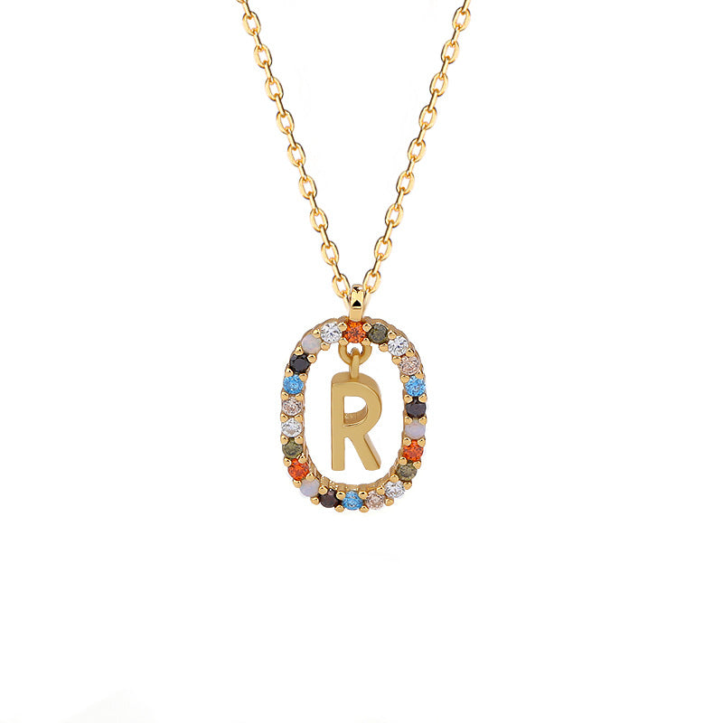 Rainbow Halo Initial Necklace