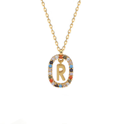 Rainbow Halo Initial Necklace