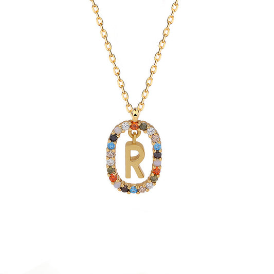 Rainbow Halo Initial Necklace