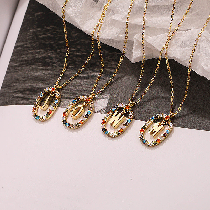 Rainbow Halo Initial Necklace