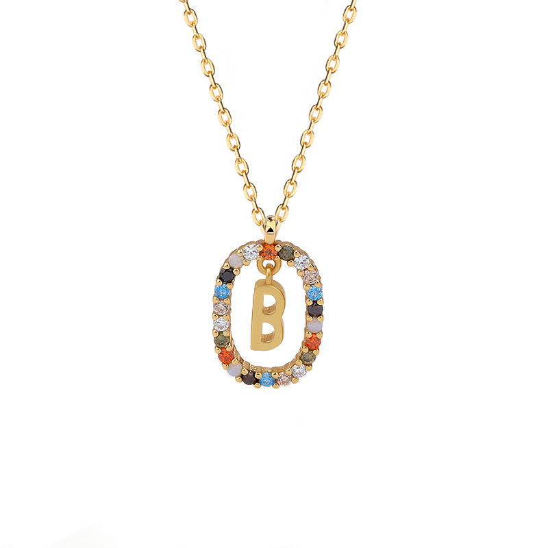 Rainbow Halo Initial Necklace