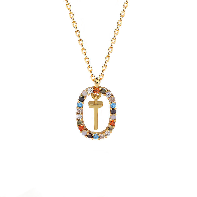 Rainbow Halo Initial Necklace