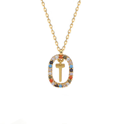 Rainbow Halo Initial Necklace
