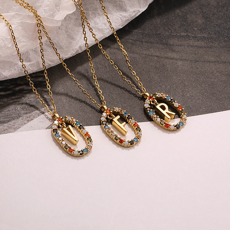 Rainbow Halo Initial Necklace