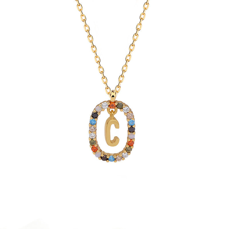 Rainbow Halo Initial Necklace