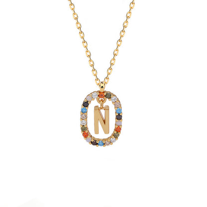 Rainbow Halo Initial Necklace